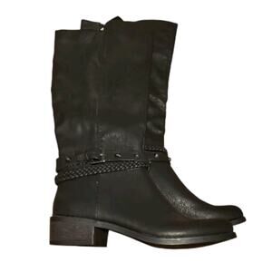 Arizona Jean Co Candor Black Faux Leather Studded Biker Moto Boots Size 9M